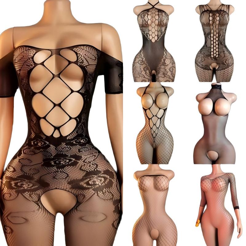 Bodystocking Fishnet - طقم ملابس داخلية مثيرة للنساء، ملابس