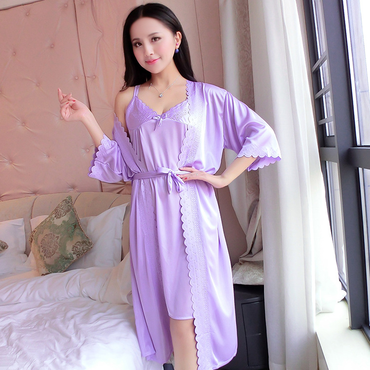 2 قطعة/المجموعة النساء ملابس ن - مراجعة Robe Silk Women وسعره